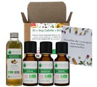 VOSHUILES - Kit Stop Cellulite - Huiles Essentielles Cyprès- Citron- Genévrier + Végétale Macadamia BIO - 100% Pure- Naturelle- HEBBD et ECOCERT - 3x10ml- 1x50ml