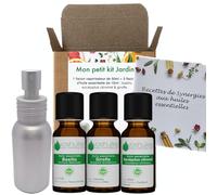 VOSHUILES - Mon Petit Kit Jardin - 3 Huiles Essentielles Bio - 100% Pure et Naturelle - HEBBD, Ecocert - Basilic, Eucalyptus Citronné, Girofle - 3x10ml - Vaporisateur 50ml Inclus