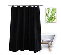 Vosign Doublure de Rideau de Douche Courte en Tissu de 183 x 152,4 cm avec œillets en Haut lesté, Lavable en Machine, Noir