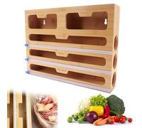 VOSO Distributeur et coupe-papier d'aluminium 5 en 1, distributeur et coupe-film, distributeur de film étirable, distributeur de film étirable, organisateur de rangement en bambou pour tiroir de