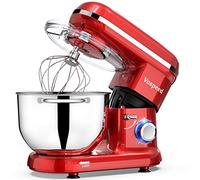 Vospeed Robot Patissier 1500W - Mélangeur Électrique 6.2L avec 6 Vitesses, Bol Acier Inoxydable, Batteur, Crochet Pétrisseur, Fouet - Lave-Vaisselle (Rouge)