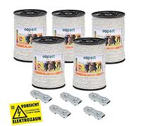 VOSS.farming Corde de clôture électrique de 1000m Corde de clôture électrique de 6mm Corde de clôture électrique de 7x 0.2 Niro blanc Corde de clôture électrique clôture de poney clôture de cheval