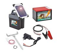 VOSS.farming Electrificateur Aures 3 Solar avec Kit Complet d'installation + Panneau Solaire de 6W - Connexion pour 9 V /12 V + Batterie et Accessoires