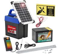 VOSS.farming électrificateur Extra Power 9V pour clôture électrique Mobile, électrificateur pour clôture de pâturage, kit Starter, avec Batterie Non Rechargeable de 9V, Module Solaire et testeur