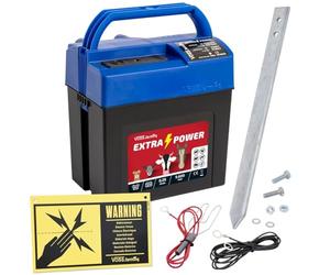 VOSS.farming électrificateur Extra Power 9V pour clôture électrique Mobile, électrificateur pour clôture de pâturage, pour Chevaux, bovins, kit Starter