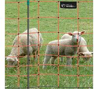 VOSS.farming Filet de clôture pour Moutons farmNET, 50 m -Filet électrifiable, Hauteur 90 cm, 14 piquets, 1 Pointe, Orange