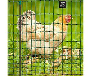 VOSS.farming Filet farmNET pour volailles/Poules, Longueur 50 m, Hauteur 112 cm, 16 piquets, 2 Pointes, Coloris Vert, Non électrifiable