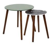 Duo de Tables Gigognes Coloris Vert et Motif Forêt - VOSSA - ALTOBUY Marron G