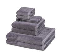 Vossen - Lot de 8 serviettes éponge - Vegan Life (2 x lavages, 2 x invités, 2 x douches, 2 x serviettes dans l'ensemble) - 580 g/m² - Coton - Éponge - Absorbant - Doux et moelleux - Gris foncé