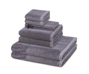 Vossen - Lot de 8 serviettes éponge - Vegan Life (2 x lavages, 2 x invités, 2 x douches, 2 x serviettes dans l'ensemble) - 580 g/m² - Coton - Éponge - Absorbant - Doux et moelleux - Gris foncé