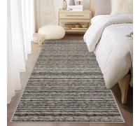 Vossfamul Tapis de Couloir Lavable de 61 x 183 cm, antidérapant, Moderne, à Rayures, ne perd Pas Ses Poils, Tapis Doux pour Les Zones très fréquentées, pour Salon, entrée, Cuisine, Gris