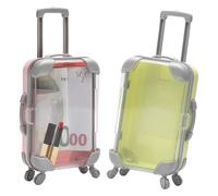 VOSSOT 2 pcs Mini Valise, Tirelire Voyage avec roulettes et poignée, Coffret Cadeau Mini Tirelire economie de Vacances, 2 Couleurs pour,Mariage,Anniversaire,Boîte de Rangement pour Bons de Voyage