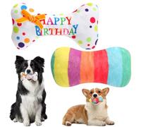 VOSSOT 2 Pièce Peluche pour Chien Set, Jouet pour Chien Intéressant Durable Doux et Confortable, Chiens Jouet pour Cadeau de Joyeux Anniversaire pour Chiens de Petite et Moyenne Taille