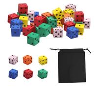 VOSSOT 24 Pièces Dés en Mousse, 2 cm, Eva Légers, Cubes de Dés en Mousse avec Points Numériques, Jeu de Mathématiques Créatif pour Femme, Bijoux Reiki, Noël, Saint Valentin