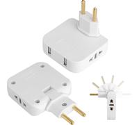 VOSSOT 2pcs Prise Plate Derriere Meuble Plaque multiprise Plate avec USB Adaptateur us vers EU priseplate orientable 180° Prise Murale Gain de Place 4 en 1 avec USB pour Maison Bureau Voyage hôtel