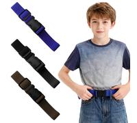 VOSSOT 3 PCS ceinture enfant garçon, ceinture homme élastique sans boucle, avec bouton d'extension, ceinture classique idéale pour uniformes scolaires, jeans et pantalons
