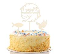 VOSSOT 3 Pièces Cake Topper Baptême, Décoration de Gâteau Gâteau Topper en Bois Première Deco Communion Table Decoration, Baptême Décoration pour Baby Shower Communion Confirmation et Anniversaires