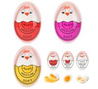 VOSSOT 3 Pièces Minuteur Œuf Egg Timer - Minuteur Cuisson Œuf avec Indicateur Couleur, Cuit à Point, Silicone Sécurisé, Poules Colorées - Cuisson Parfaite pour Familles, Enfants, Petits Déjeuners