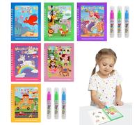 Vossot 6 pcs aquadoodle (à partir de 3 ans) avec stylo à eau, coloriage à l'eau peinture magique à l'eau, peinture propre en déplacement, graffitis à l'eau, usage répété,coloriage magique