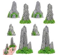 VOSSOT 8 PCS Jardin Féérique Jardin Rocaille Sculpture de Montagne Décorations Miniatures pour Jardins Zen Mini Bonsaï Montagne pour Decoration Aquarium Bonsai Artificiel Jardins Zen Terrarium Plante