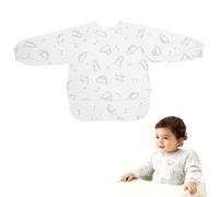 VOSSOT Bavoir Manches Longues Bébé, Tablier Bébé pour Manger avec Plateau, Bavoir Intégral Imperméable et Lavable, Tablier Repas à Manche Longue, Idéal 6-36 Mois