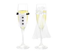 VOSSOT Décoration de Mariage pour Flûte à Champagne, Décoration Tasse à Vin pour Mariage Cadeau pour Couple de Mariés et Mariés, Décoration de Tasse de Champagne pour Mariage Fête Banquet Décoration