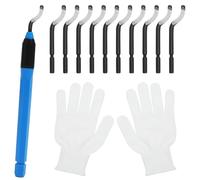 VOSSOT Ebavureur Outil Set avec 1 Gants 10 Lames BS1010, Ebavureur Métal 360° Rotatif Outil Ebavurage pour Métal, Plastique, Bois, Accessoires Impression 3D