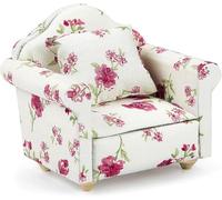 VOSSOT Ensemble de canapé Miniature pour Accessoires Maison de Poupee - Fauteuil Miniature avec Coussin et Housse en Tissu, Accessoires pour Maison de poupée avec Cadre en Bois,pour collectionneurs