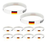 VOSSOT Lot de 10 bracelets en silicone pour supporter de l'Allemagne - Bracelet robuste avec drapeau de l'Allemagne - En caoutchouc - Souvenirs de supporters de football Athletics, 20 cm, terre de