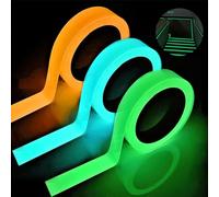 VOSSOT Lot de 3 rubans adhésifs fluo, ruban lumineux, ruban adhésif lumineux 10 m x 10 mm, ruban de marquage luminescent, ruban lumineux, étanche, ruban d'avertissement, portable