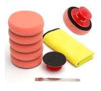 VOSSOT Lot de 5 éponges de Polissage pour Voiture avec Poignée Antidérapante Micro Fibre Eponge Voiture Polisseuse Voiture pour Le Polissage Comprend Une Serviette et Un Grattoir