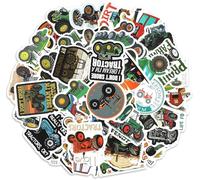 VOSSOT Lot De 60 Stickers Tracteurs Pour Enfants - Autocollant Tracteurs Amusants Pour Enfants - Stickers Scrapbooking En Pvc Réutilisables Pour Livres, Ordinateurs Portables, Valises,Cadeau Diy