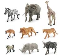 VOSSOT Lot de 9 figurines d'animaux de safari, mini animaux de la forêt et de la ferme, en vinyle et plastique, pour enfants