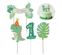 VOSSOT Lot de Bougies d'Anniversaire en Forme de Chiffre 1 - Bougie 1 - Vert - Décoration de Gâteau pour 1er Anniversaire - Décoration de Gâteau Dinosaure - Happy Birthday