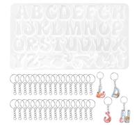 VOSSOT Moule en Silicone avec Trous en Forme de Lettres de L'alphabet, Moule Resine Boucle Simple avec Anneau Fendu, Moule Resine pour Bijoux DIY Décoration de Maison Décoration de Gâteau Pendentif