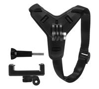 VOSSOT Support pour Casque Moto Menton avec Pince Smartphone, Fixation Casque Compatible et caméras Sportives, Montage réglable pour Vlog et vidéos embarquées