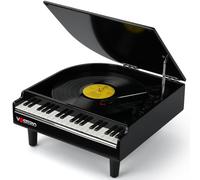 VOSTERIO Platine Vinyle avec Haut-parleurs Stéréo, Entrée et Sortie Bluetooth Tourne Disque à Trois Vitesses, Lecteur Vinyle avec Encodage sur USB, Clavier de Piano 36 Touches- Noir