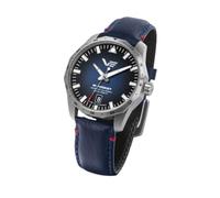 Vostok Europe 125A748 Rocket N1 Montre automatique pour homme en acier inoxydable avec bracelet en cuir bleu
