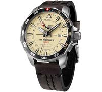 Vostok Europe Montre pour homme avec bracelet en cuir vintage N1 Rocket automatique 20 ATM SII NH34 GMT, 225a713 - Beige/gris, bracelet