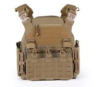 VOTAGOO Gilet tactique pour homme, gilet militaire, gilet de paintball, respirant, plate carrier paintball, marron, Taille unique