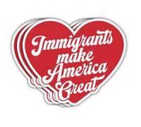 VOTANTA Lot de 3 autocollants « Immigrants Make America Great » en forme de cœur, autocollants en forme de cœur pour activiste progressiste résistant au racisme, cadeaux politiques pour ordinateurs