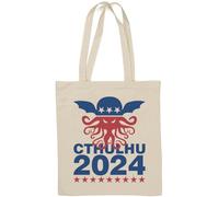 Vote Cthulhu 2024 Sac fourre-tout en coton naturel Blanc