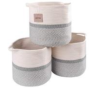 voten Lot de 3 paniers de rangement cubiques pour étagère de 33 x 33 cm, paniers tissés pour stockage/organisation, paniers de rangement en corde, paniers de rangement en tissu, 32,6 x 32,6 cm, blanc