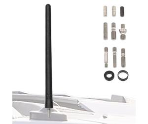 Votex Kit d'antenne universelle courte en caoutchouc noir de 16,5 cm - Résistant au lavage de voiture, installation facile, réception améliorée avec bobine de cuivre, filetage en acier inoxydable