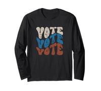 Votez Votez Votez Retro Groovy Civic Design Manche Longue