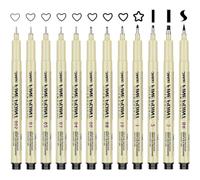 Votgutvo 12 Stylos Feutre a Pointe Fine, Feutres Liner Dessin Noir, Stylos Micron, Feutre Stylos Fineliner Noir pour les Manga, Croquis, Signature, Conception d'Illustration