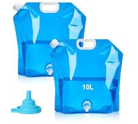 Votgutvo Lot de 2 Réservoir d'eau Pliable 10L avec Robinet Bidons Pliables avec Poignée de Transport Sacs à Eau Réutilisables sans BPA pour Camping en Plein Air Randonnée Pique-Nique (avec Entonnoir)