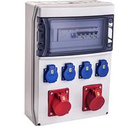 Votha® - Distributeur mural filaire"WERSAU" avec interrupteur FI prise 230 V~ 4, CEE 16 A, 400 V~ 2, CEE 32 A, 400 V~ SAN, LS 16 A, 1 broche, C 2, LS 16 A, 3 broches, C 1, LS 32 A, 3 broches, C sans