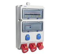 VOTHA® Distributeur mural filaire WUPPERTAL avec interrupteur différentiel, prise 230 V~ 2, CEE 16 A, 400 V~ 1, CEE 32 A, 400 V~ 2, CEE 63 A, 400 V~ sans