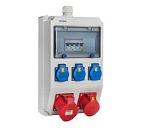 Votha® Wolfsburg Distributeur mural filaire sans interrupteur à fi, prise 230 V ~ 3, CEE 16 A, 400 V ~ 1, CEE 32 A, 400 V ~ 1, LS 16 A, 1 pôle, C 1, LS 16 A, 3 pôles, C 1, LS 32 A, 3 pôles, C sans